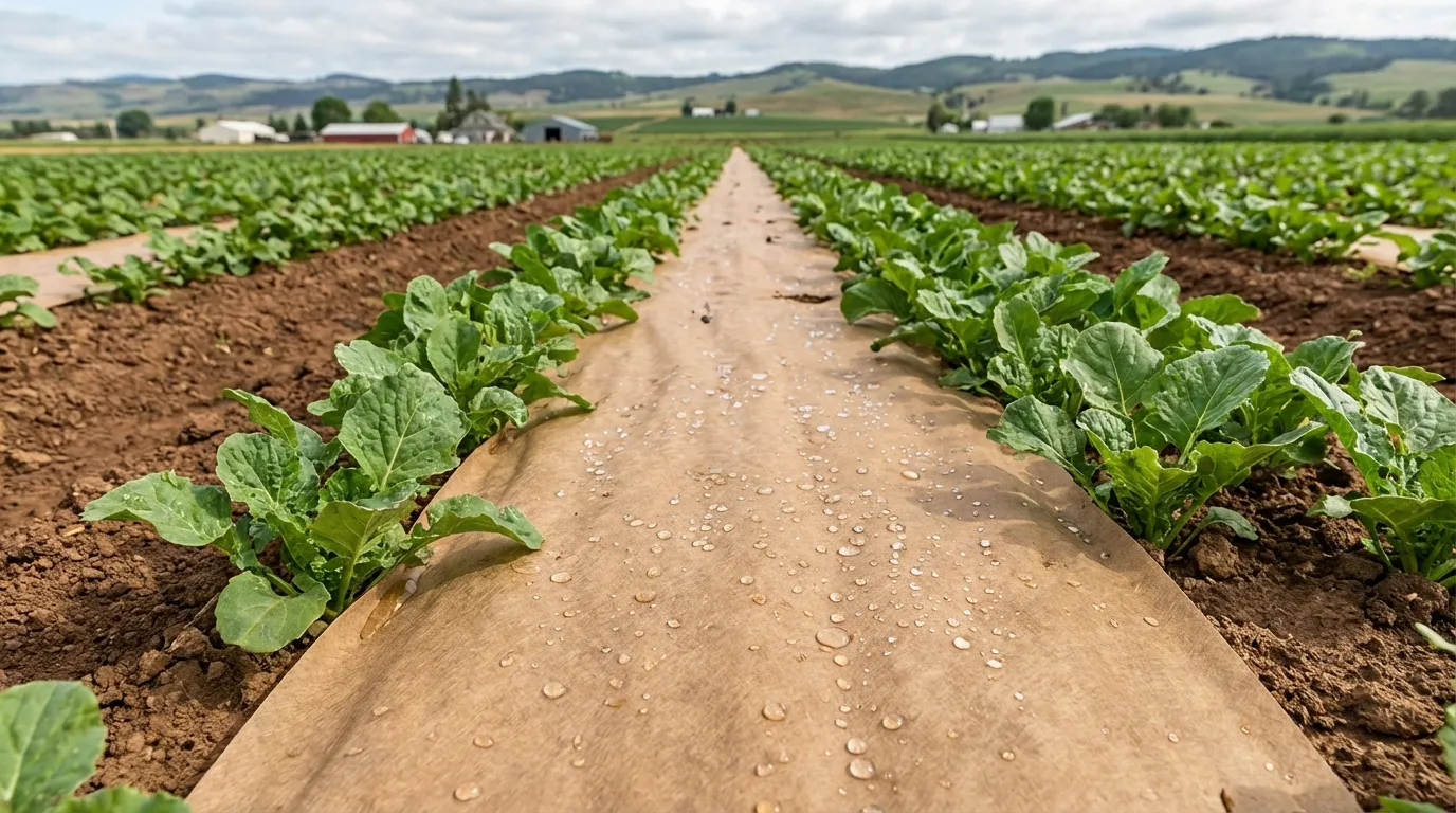 BEST-treated agricultural weed block in crop field