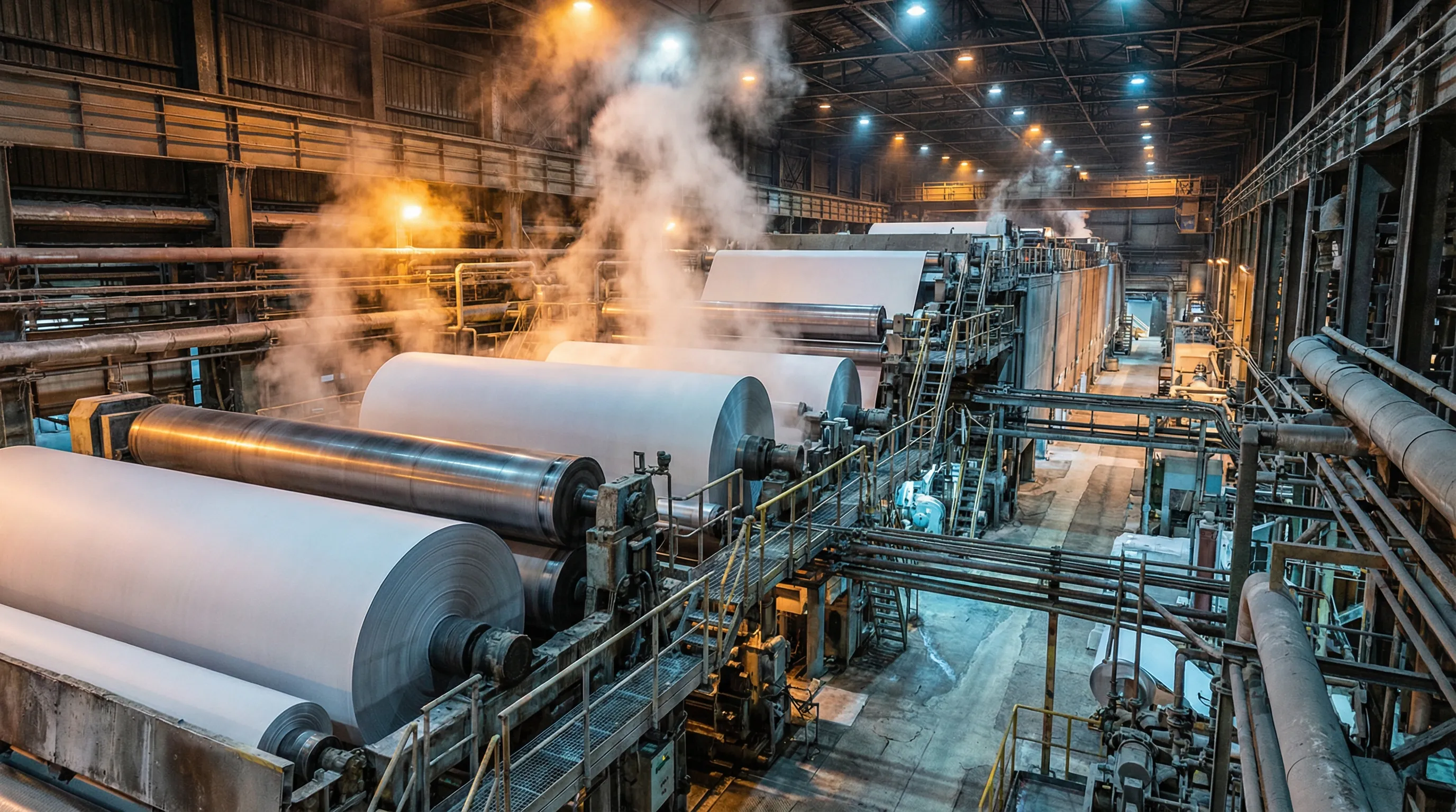 Industrial paper mill production equipment where BEST chemical treatments are applied